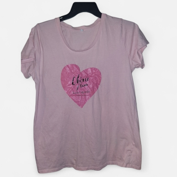 Kate Spade Light Pink Heart Graphic Tee - Picture 3 of 6